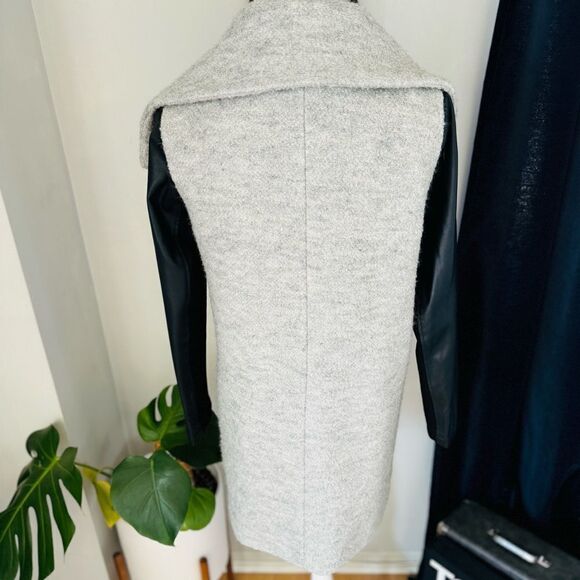 Express Shawl Collar Faux Leather Sleeve Zip Coat, Size Small, Gray/Black, NWOT - Picture 9 of 14